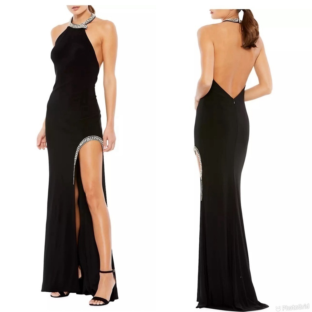 Mac Duggal Ieena Beaded Halter Gown